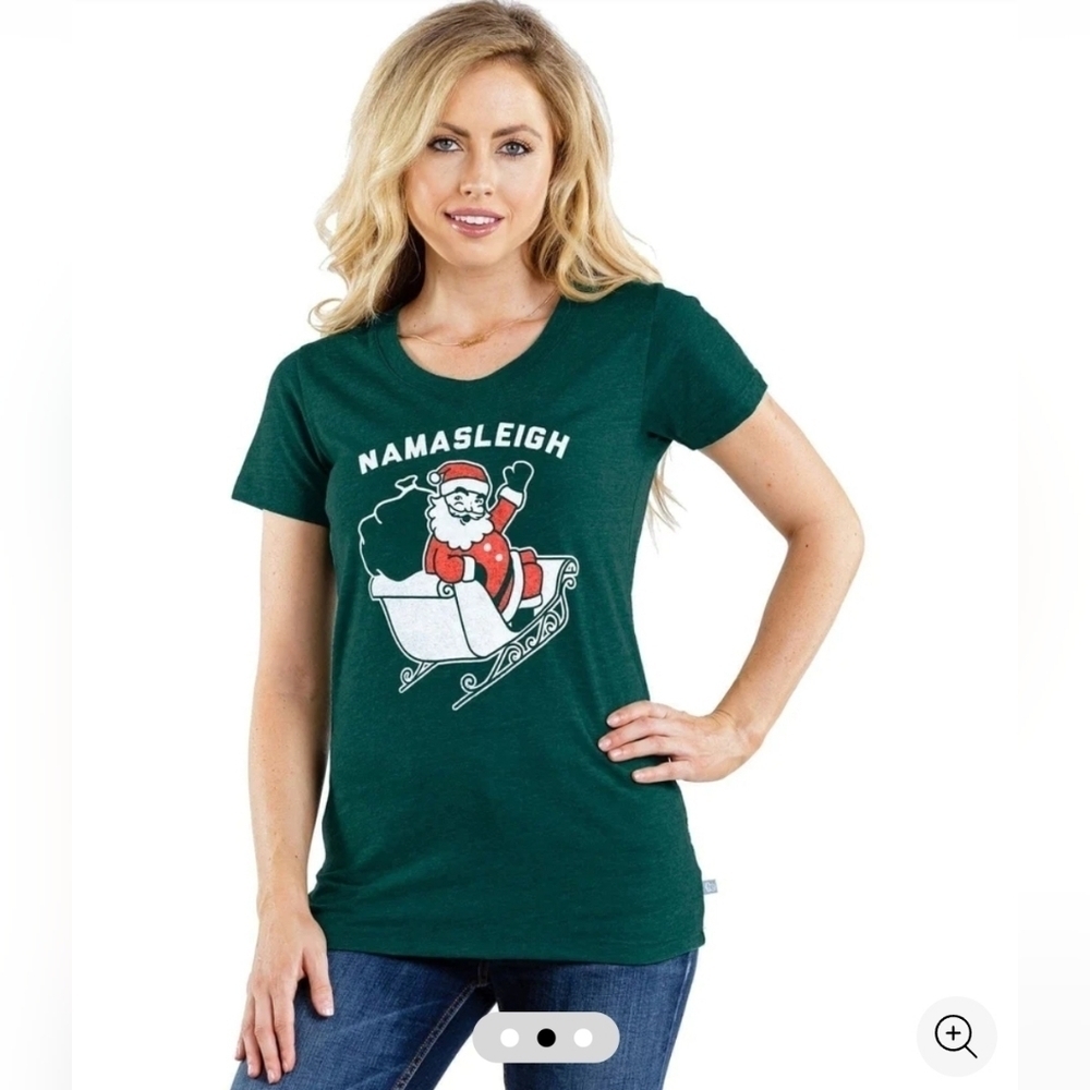 Tipsy Elves Women's Santa Namasleigh Christmas Tee sz Large